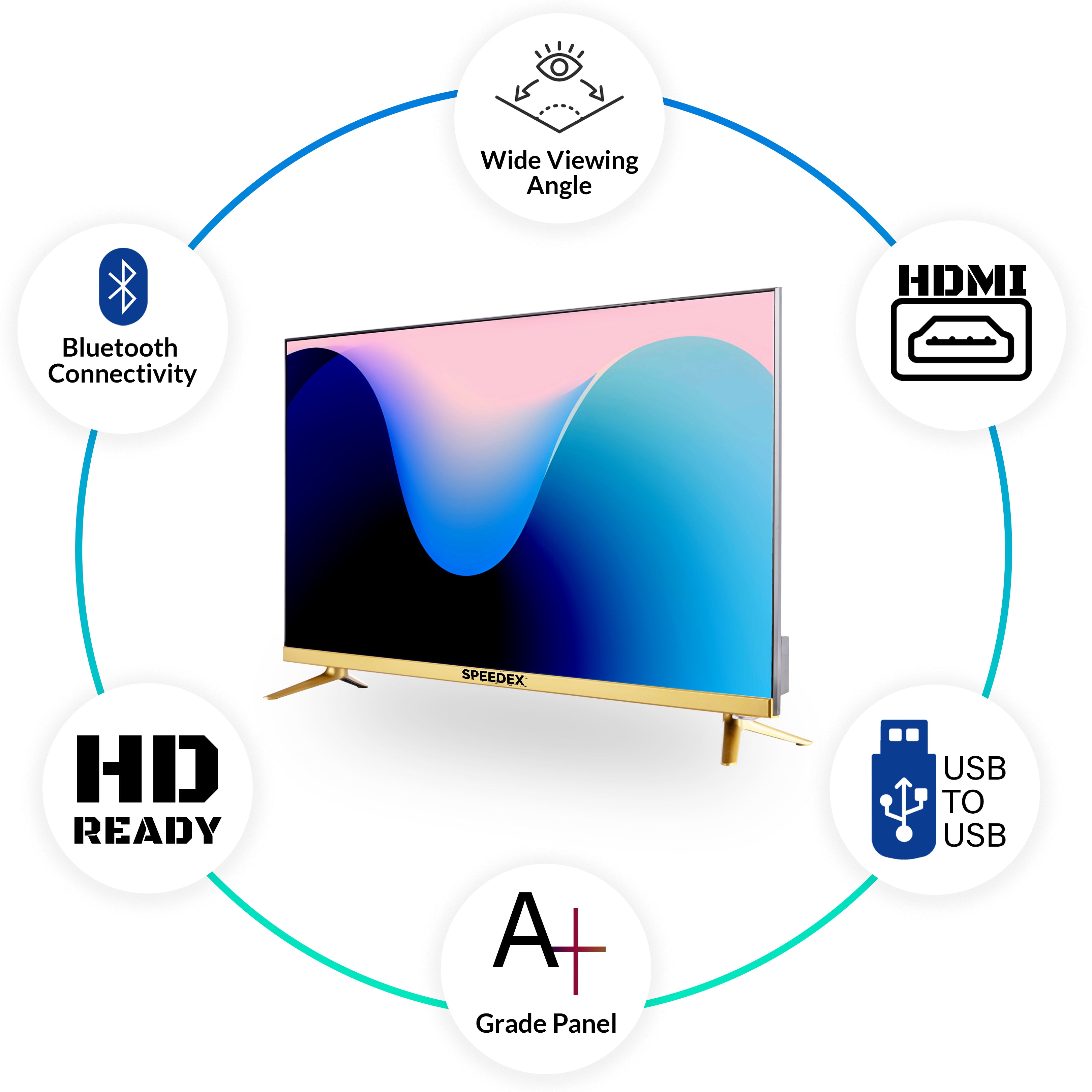 Speedex Gold 80 cm (32 inch) LED TV - HD Ready with Ultra Slim Frame and Bluetooth Connectivity